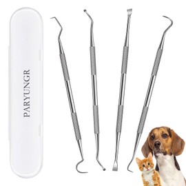 PARYUNGR Dental Tools Pet Dog Cat Teeth Cleaner Tool Kit, Stainless Steel Plaque Remover Dental Picks Tooth Tartar Scraper, Pets Oral Care Hygiene Set for Cats and Dogs Use with Case