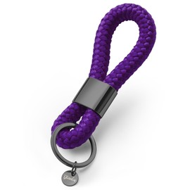 Dinalu Key Pendant Made of Sailing Rope with Black Metal, Elegant in Many Colours, Key Chain, Yin Purple