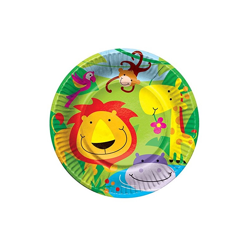 Jungle Theme 8 Plates Girls Kids Childrens Birthday Zoo Animal