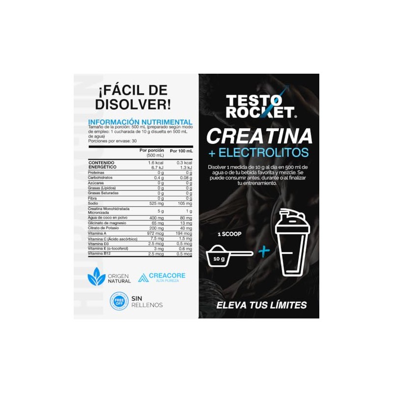 Creatina Monohidratada Micronizada Electrolitos Magnesio Potasio Vitaminas Agua Coco Creatine