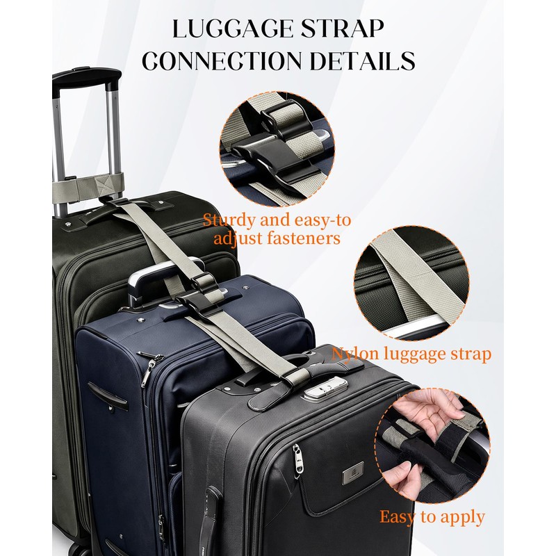 DAWZMR 4 Pack Luggage Straps for Multiple Suitcases, Adjustable Travel