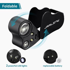 JARLINK 3 Pack Jewelers Loupe, 30X 60X 90X Illuminated Jewelers Eye Magnifier and Magnifying Glass Loop with UV Black Light and Bright LED Light for Gems, Jewelry, Diamond, Coins, Stamps