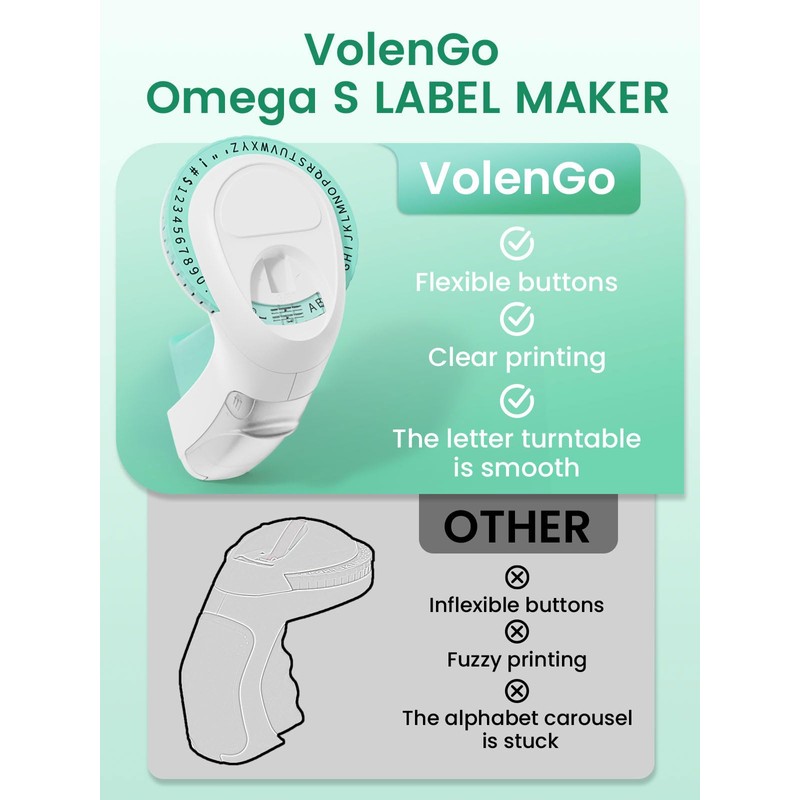 VolenGo Embossing Label Maker, Label Maker Machine with Tapes, Omega