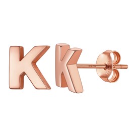 Comfy Rose Gold Earrings Initial K Dainty Earrings For Women Sterling Silver Studs