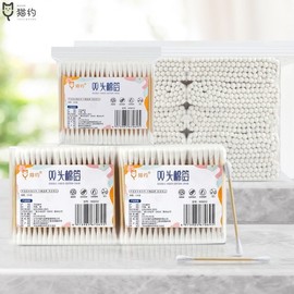 Global Cat Pure Cotton Cosmetic Pads & Double-Sided Disposable Cotton Swabs, 1000 Pcs Bulk Pack (10 x 100 Pcs) Standard Pack 10ea