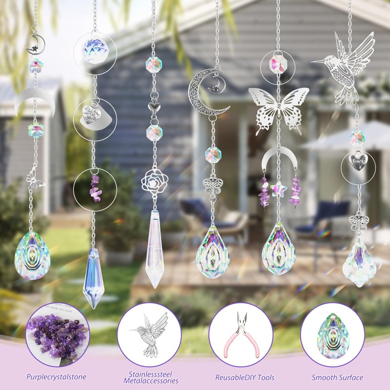 Jokureao 400Pcs Crystal Suncatchers Kit, DIY Suncatchers for Windows, Garden,