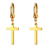 JewelryWe Wholesale 4Pairs Cross Earrings,Glossy Stainless Steel Dangle Earrings Hoop