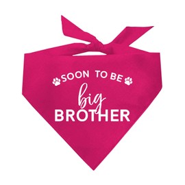 Soon to Be Big Brother Dog Bandana | 100% Cotton Adjustable Triangle | Made in USA | New Baby | Pregnancy Announcement Photoshoot Prop | Gender Reveal | Hot Pink One Size (52)