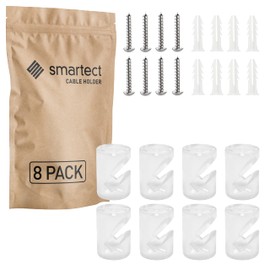 smartect Wall and Ceiling Pins for Textile Cables [Pack of 8, Transparent] Ceiling Mounting with Screws and Dowels, Monkey Swing, Surface-Mounted Cable Holder for Your Own DIY Project