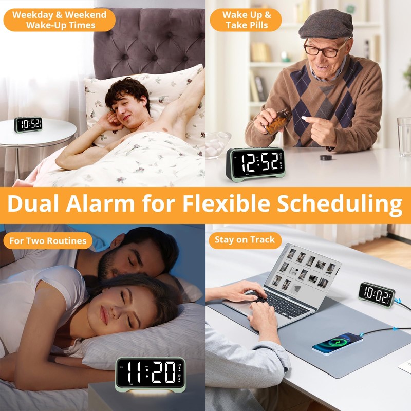 Loud Alarm Clock for Heavy Sleepers Adults, Vibrating Alarm Clock