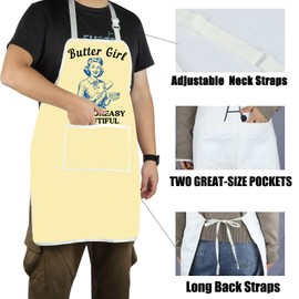 CENWA Funny Butter Girl Easy Greasy Beautiful Apron Baker Gift Butter Adjustable Kitchen Apron Gift For Butter Lover (butter girl -UK)