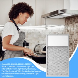 Range hood Filter with Light Lens Replacement for Broan R610027 SR610027 1568322 1568323 PM25WW PM25BL AL9245 Aluminum Mesh Grease Lens Range Hood Replacement Filter 7-5/8 x 14-1/8 x 3/8 Inch