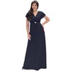 KOH KOH Vestido largo de boda semiformal con cuello en V para mujer, Azul marino oscuro, M