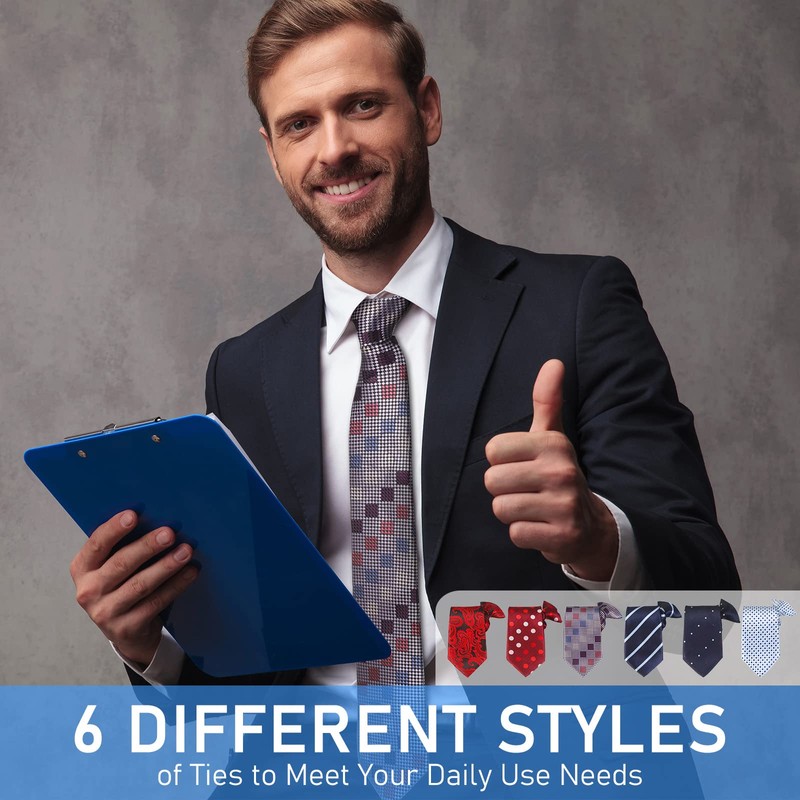 Janmercy 6 Pcs Clip on Tie for Men Clip on