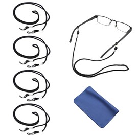 5 Pcs Glasses Belt Chain, Glasses Chain, Unisex Glasses Straps, Adjustable Eyeglass Cords Chain, Spectacles Straps Lanyard Eyewear Strap for Men & Women (4 Glasses Chains+1 piece of Cloth)