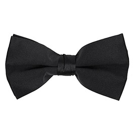 boxed-gifts Mens Clip On Bow Tie - Solid Color Bowties for Men - Black
