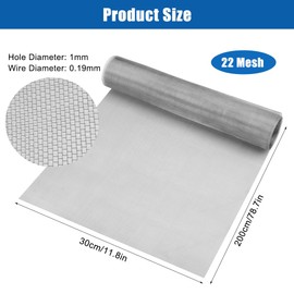 Fine Mesh Mesh Metal Fly Screen 30 x 200 cm Diameter of Hole 1 mm Wire Mesh Stainless Steel 22 Mesh Wire Mesh Fine Mesh for Ventilation and Filtering, Doors, Windows, Gardens and Fences