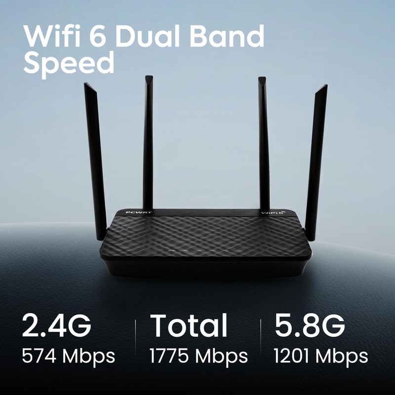 pcWRT PW-AX1800 WiFi 6 Router Long Range with VLAN Support,