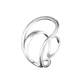 IMINI Unique Layered Statement Ring for Women Girls Exaggerated Adjustable Irregular Big Open Wrap Finger Rings Comfort Fit Fashion Chic Personality Minimalist Jewelry Size 7-10 (Silvery)