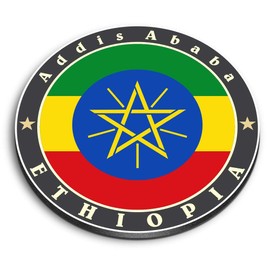 1 x Round MDF Magnet - Ethiopia Addis Ababa Flag Travel 5193