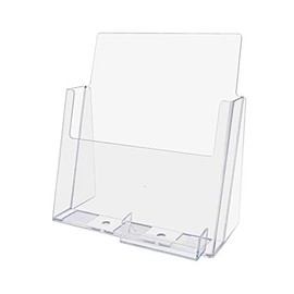 Marketing Holders 8 1/2âW Magazine Holder With Business Card Pocket Attached Value Pack Of 10 Acrylic Rack Cards Newsletter Pamphlets Clear Countertop Document Catalog