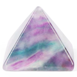 Hxswkk Rainbow Fluorite Crystal Pyramid Energy Generator, Quartz Crystals Tower Protection Orgonite Pyramid for Healing Mental Health Meditation Stones Chakra Balance Brain Power with Gift Box
