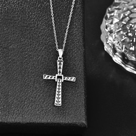 PRAYMOS Cross Necklace for Women 925 Sterling Silver Swingable Cross Pendant Necklace Religious Christian Jewelry Gift