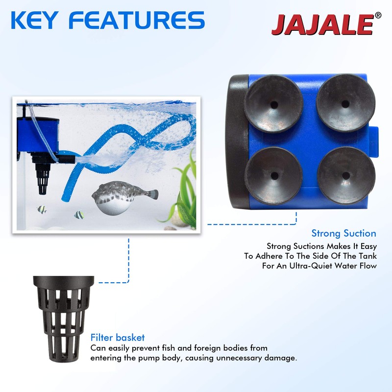 JAJALE 210 GPH Powerhead Submersible Pump - 3 in 1