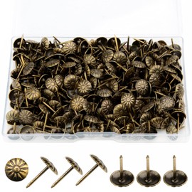 Pack of 300 Upholstery Nails, Vintage Upholstery Nails, Push Pins Decorative Nails for Decorating Sofas, Doors and Other Furniture 11 x 17 mm / 0.43 x 0.66 Inches (Green Patina)