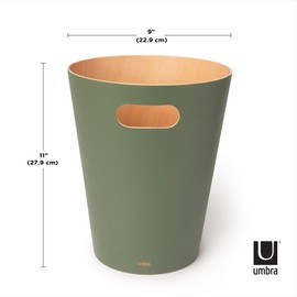 Umbra Woodrow 2 Gallon Modern Wooden Trash Can, Wastebasket, Garbage Can or Recycling Bin for Home or Office, Spruce