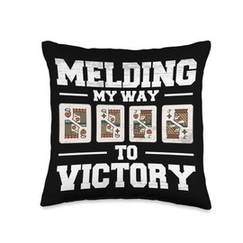 Funny Pinochle Quote Men Women Melding My Way to Victory Throw Pillow