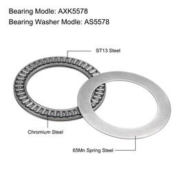 sourcing map AXK5578 Thrust Needle Roller Bearings with Washers 55mm Bore 78mm OD 3mm Width 2pcs