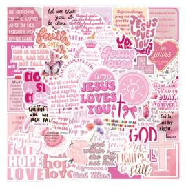 55PCS Pink Bible Verse Stickers for Water Bottles Laptop Journals, Eikecy Cute Christian Sayings Inspirational Words, Waterproof Vinyl Scripture Decals for Saints Adults Women