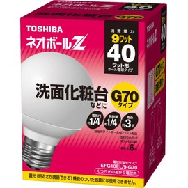 TOSHIBA Neo Ball Z G70 Ball Bulb, 40W Type, Bulb Color, EFG10EL/9-G70, Base Diameter 1.0 inches (26 mm)