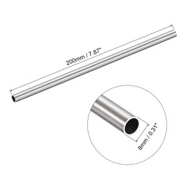 sourcing map Stainless Steel Tube Diameter 8 mm x 0.6 mm, Length 200 mm Polished 304 Stainless Steel V2A Round Tube Handrail for Railing Stairs Balcony Railing Wall Handrail Patio Railing Balcony