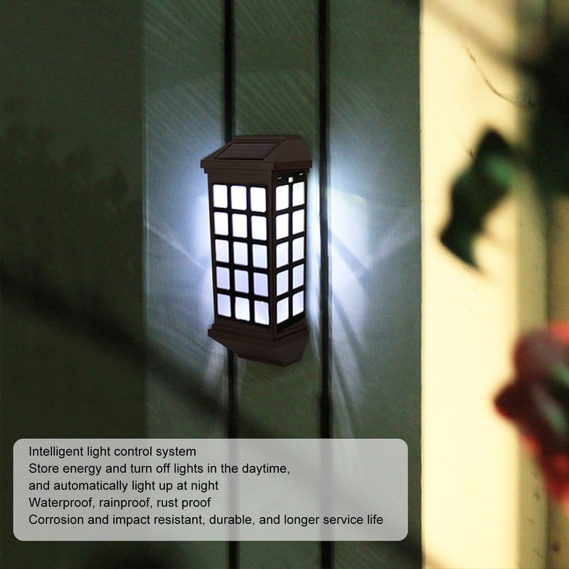 2 Sets Solar Wall Sconce LED White Light Intelligent Control
