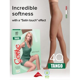 Conte Tights Sheer to Waist Pantyhose with Satin Silky Touch Effect, Tango 40 Den, Brown (Mocca), Large