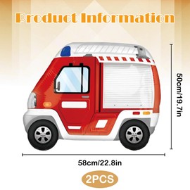 Fire Engine Party Balloons, Pack of 2 Giant Balloons, Fire Engine Birthday Balloons, Party Foil Balloons, Fire Engine for Children's Birthday, Theme Party (D)