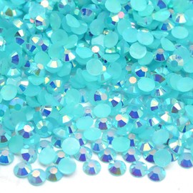 MajorCrafts 2000pcs 5mm ss20 Jelly AB Flat Back Round 14 Facets Resin Rhinestones Arts and Crafts Embellishment Gems (Aqua Blue AB C84)