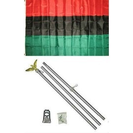 JumpingLight 3x5 Foot African Africa Flag Aluminum Pole Kit Set 3x5 Foot - Black Lives Matter - Pan-African Black Liberation UNIA Flag
