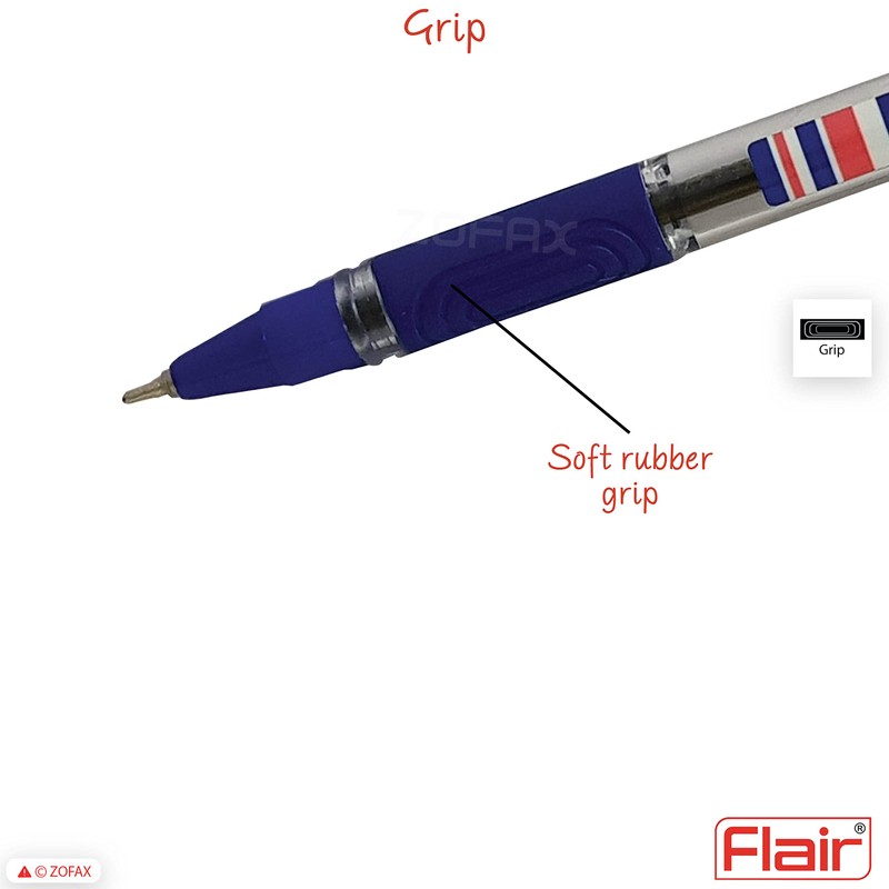 Flair 5 x 0.7mm Mr Grip BLUE Ballpoint Pens Rubber