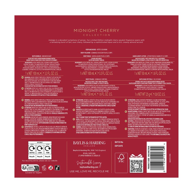 Baylis & Harding Midnight Cherry Luxury Pamper Present Gift Set