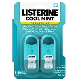 Listerine Pocketmist Oral Care Bad Breath Mist Spray Cool Mint Flavor 2 x 7.7 ml