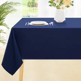 smiry Mantel rectangular impermeable, resistente al agua, mantel de poliéster antiarañazos, mantel decorativo de tela lavable para cenar, bufé, fiestas y exteriores, 60 x 120, azul marino