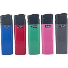 Scripto Electronic Lighters with Lighter Leash, Push Button Assorted Colors, Pack of 5 Lighters and 1 Original Leashes