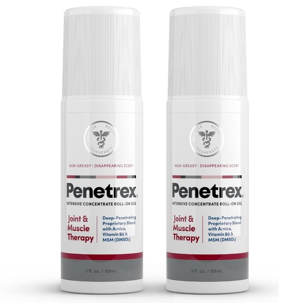 Penetrex Joint & Muscle Therapy – Soothing Gel for Back, Neck, Hands, Feet – Premium Whole Body Rub with Arnica, Vitamin B6 & MSM – 3oz Roll On Gel (2-Pack)