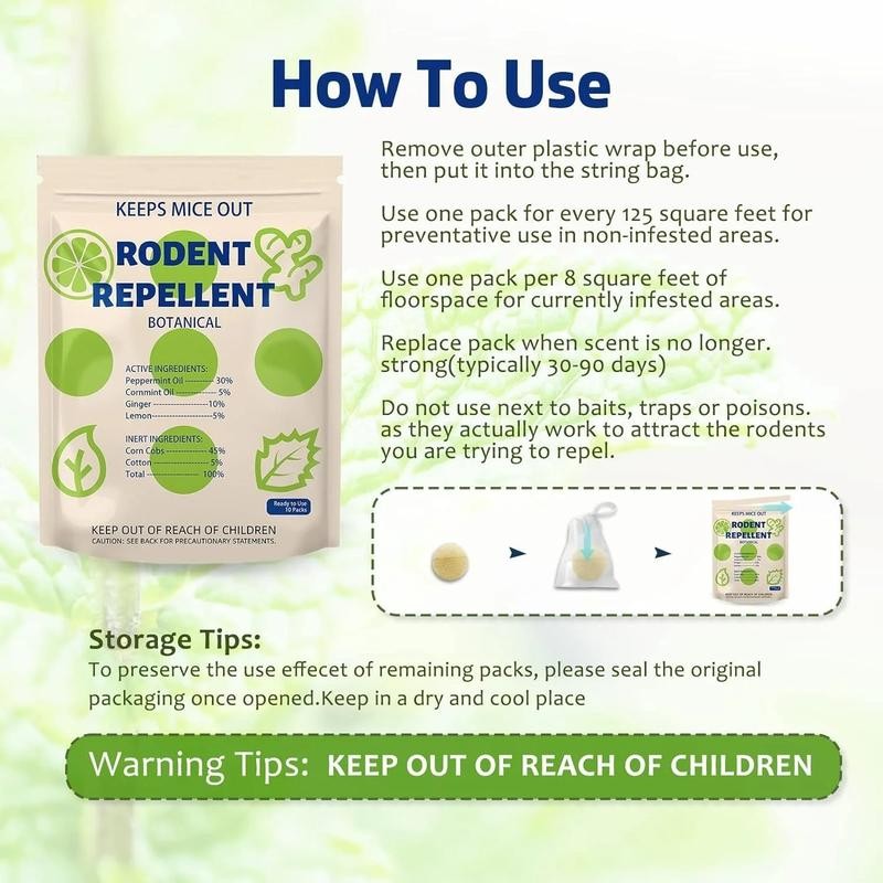 Mouse Repellent Balls, Peppermint Oil Rodent Repellent, Indoor Rodent Deterrent,