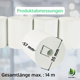 ECO - PRO PAP - Thermal Rolls without Plastic Core 57mm x 14m, Till Roll Made of BPA-Free Thermal Paper, Designed for Cash Registers and Fiscal Printers - Pack of 50