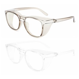 Alsenor Safety Glasses Anti Fog Goggles Protective Eyewear Blue Light Blocking Anti Dust UV Protection Glasses For Men Women (2 Pack (Green + Clear))