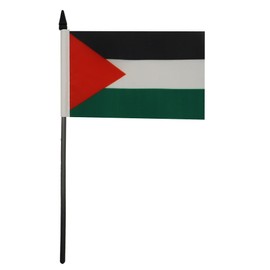 Palestine Table Flag 4'' x 6'' - Palestinian Desk Flag 15 x 10 cm - Black plastic stick and base - AZ FLAG